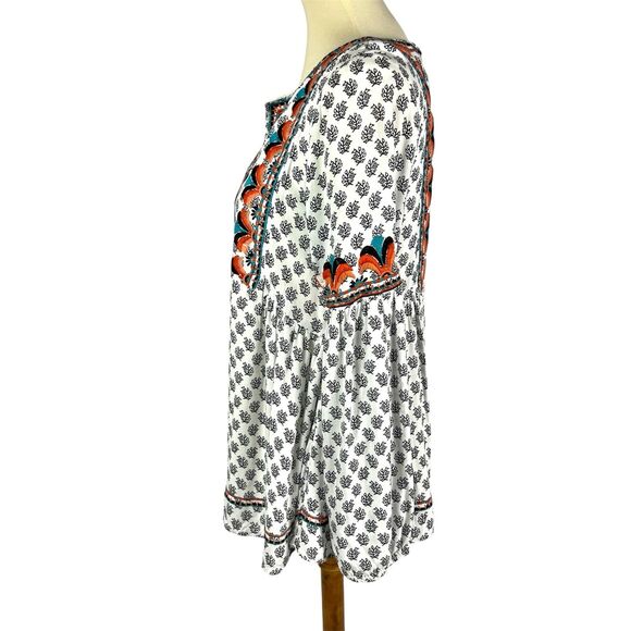 Sundance Adelle Floral Embroidered Long Sleeve V-Neck Boho Peasant Top Small - Picture 2 of 12